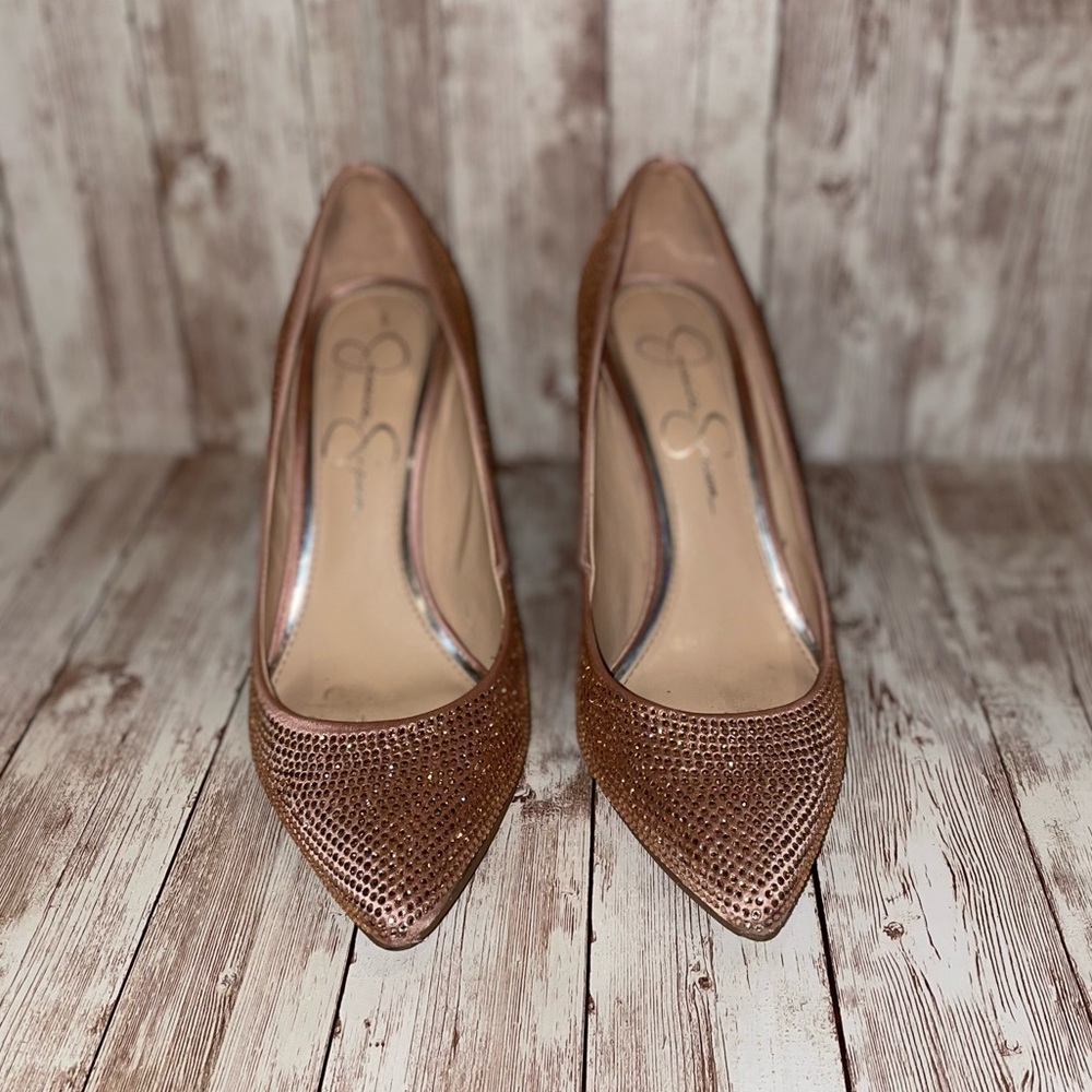 Jessica Simpson Nude Blush crystal pumps